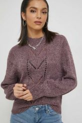 JDY sweter damski kolor fioletowy z półgolfem. Fioletowe swetry JDY, l, bez wzorów, bez ramiączek. Za 139.99 zł.
