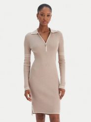 Liu Jo Sport Sukienka dzianinowa TF5028 MS49I Beżowy Regular Fit. Brązowe sukienki Liu Jo Sport, l, bez wzorów, z dzianiny, sportowe, bez kołnierzyka, bez ramiączek, sportowe. Za 799.99 zł.