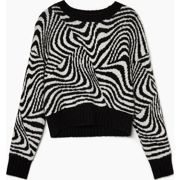 Żakardowy sweter oversize - Czarny. Czarne swetry Cropp, l, bez wzorów, z dzianiny, bez ramiączek. Za 99.99 zł.