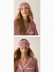 Piżama z opaską do spania - ciemnofioletowy. Fioletowe piżamy Reserved, l, bez wzorów, z tkaniny, bez kołnierzyka, bez ramiączek. Za 159.99 zł.