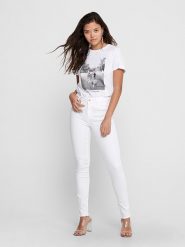 ONLY Dżinsy "Blush" - Skinny fit - w kolorze białym rozmiar: L/L30. Białe jeansy ONLY, l, z aplikacjami, ze skóry, klasyczne. Za 119.12 zł.
