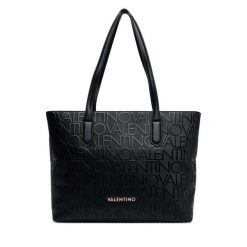 Torebka Valentino. Czarne shopper bag Valentino, bez wzorów, bez dodatków. Za 749.99 zł.