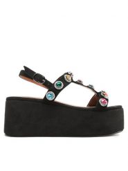 Kurt Geiger Sandały 225-Octavia Platform 9991300209 Czarny. Czarne sandały Kurt Geiger, bez wzorów, ze skóry, bez obcasa, na koturnie, bez zapięcia. Za 649.99 zł.