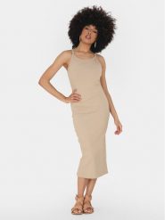 Brave Soul Sukienka letnia LDRJ-624TANYA Beżowy Straight Fit. Brązowe sukienki Brave Soul, l, bez wzorów, z bawełny, bez kołnierzyka, bez ramiączek. Za 109.99 zł.
