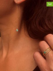 Les Petites Précieuses Pozłacane pierścionki (3 szt.) z diamentami i szafirami rozmiar: 58. Zielone pierścionki Les Petites Précieuses, z diamentem, pozłacane. Za 306.01 zł.