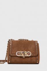 MICHAEL Michael Kors torebka zamszowa kolor brązowy. Brązowe listonoszki MICHAEL Michael Kors, bez wzorów, z zamszu, zamszowe, bez dodatków. W wyprzedaży za 1,479.90 zł.
