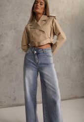 Niebieskie Jeansy High Waist Balloon z Bawełny z Asymetrycznym Zapięciem Myrea. Niebieskie jeansy Renee, l, bez wzorów, z bawełny, eleganckie, z podwyższonym stanem. Za 129.99 zł.