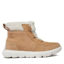 Botki Sorel. Brązowe botki Sorel, bez wzorów, bez obcasa, na płaskiej podeszwie, bez zapięcia. Za 369.99 zł.