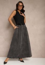 Czarna Rozkloszowana Spódnica z Bawełny Ozdobiona Wiązaniem Canilra. Czarne spódnice Renee, na spotkanie biznesowe, m, bez wzorów, z bawełny, eleganckie, maxi, rozkloszowane. W wyprzedaży za 127.99 zł.