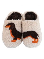 WD lifestyle Kapcie "Dachshund" w kolorze brązowo-kremowo-pomarańczowym rozmiar: M/L. Brązowe kapcie WD lifestyle, bez wzorów. Za 81.95 zł.