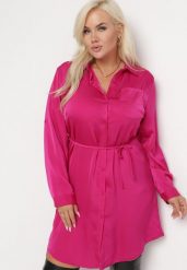 Fioletowa Sukienka Mini Zapinana na Guziki z Cienkim Materiałowym Paskiem Venudda. Fioletowe sukienki Born2be, xl, bez wzorów, z materiału, bez kołnierzyka, bez ramiączek, mini. W wyprzedaży za 74.99 zł.