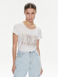 Liu Jo T-Shirt VA4154 JS360 Biały Regular Fit. Białe t-shirty Liu Jo, xs, bez wzorów, z wiskozy, bez kołnierzyka, bez ramiączek. Za 179.99 zł.