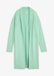 Długi sweter rozpinany. Czarne swetry bonprix, bez wzorów, bez ramiączek. Za 129.99 zł.