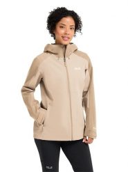 Jack Wolfskin Kurtka przeciwdeszczowa "Wildbound" w kolorze beżowym rozmiar: XS. Brązowe kurtki przeciwdeszczowe Jack Wolfskin, m, bez wzorów, z materiału, bez kaptura, outdoorowe. Za 367.22 zł.