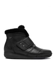 Rieker Botki CEO-47268-35 Czarny. Czarne botki Rieker, bez wzorów, ze skóry, bez obcasa, na płaskiej podeszwie, bez zapięcia. Za 439.99 zł.