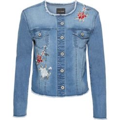 Kurtka dżinsowa z kwiatowym haftem bonprix niebieski "bleached”. Kurtki marki bonprix. Za 149.99 zł.