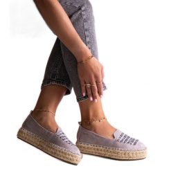 Szare espadryle Big Star JJ274890. Szare espadryle bez wzorów, eleganckie, bez obcasa. Za 158.90 zł.