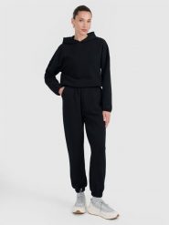 4F Spodnie dresowe z waflowej dzianiny damskie - czarne XL. Czarne spodnie dresowe 4f, bez wzorów, z dresówki. Za 169.99 zł.