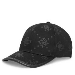 Czapka z daszkiem Guess. Czarne czapki z daszkiem Guess, z aplikacjami. Za 159.99 zł.