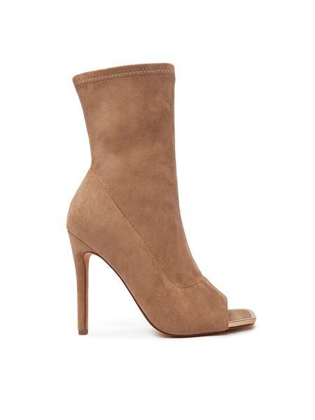 DeeZee Botki LW0606-1 Brązowy. Brązowe botki DeeZee, bez wzorów, z materiału, bez obcasa, na szpilce, bez zapięcia. Za 169.99 zł.