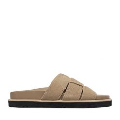 Klapki GINO ROSSI. Brązowe klapki Gino Rossi, bez wzorów, bez obcasa, bez zapięcia. Za 179.99 zł.