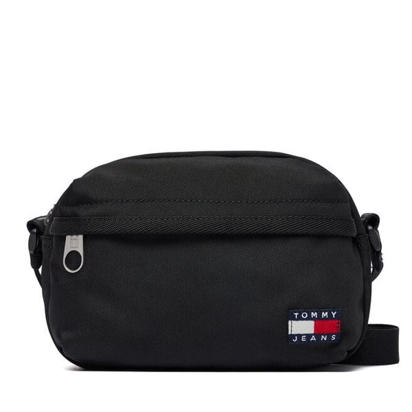 Torebka Tommy Jeans. Czarne listonoszki Tommy Jeans, bez wzorów, z jeansu, bez dodatków. Za 150.99 zł.