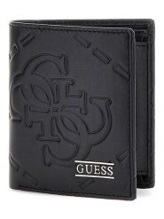 Guess Skórzany portfel w kolorze czarnym - 9 x 10,5 x 1,5 cm rozmiar: onesize. Czarne portfele Guess, z aplikacjami, z materiału. Za 218.05 zł.