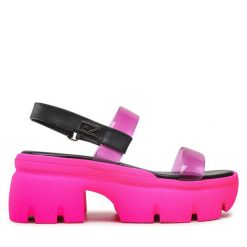 Sandały GIUSEPPE ZANOTTI. Czerwone sandały GIUSEPPE ZANOTTI, bez wzorów, bez obcasa, na słupku, bez zapięcia. Za 2,019.00 zł.