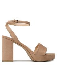 JENNY Sandały WYL2174-14 Beżowy. Brązowe sandały Jenny, bez wzorów, z materiału, bez obcasa, na słupku, bez zapięcia. Za 179.99 zł.