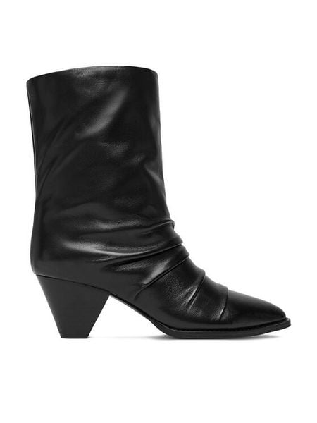 Badura Botki EO-APRIL-25FW219 Czarny. Czarne botki Badura, bez wzorów, ze skóry, bez obcasa, na słupku, bez zapięcia. Za 459.99 zł.