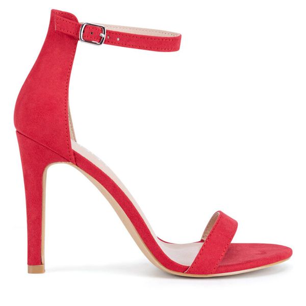 Sandały JENNY. Czerwone sandały Jenny, bez wzorów, bez obcasa, na szpilce, bez zapięcia. Za 99.99 zł.