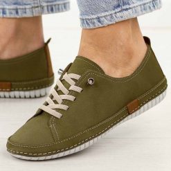 Khaki skórzane półbuty damskie T.Sokolski 2948. Brązowe półbuty wsuwane Sokolski, na jesień, bez wzorów, z jeansu, casualowe, z okrągłym noskiem, bez obcasa, na płaskiej podeszwie. Za 299.00 zł.