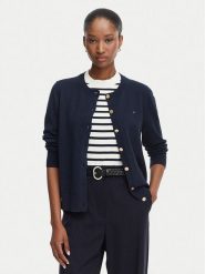 Tommy Hilfiger Kardigan Cable Fine WW0WW42370 Granatowy Regular Fit. Niebieskie swetry Tommy Hilfiger, s, bez wzorów, z bawełny, bez ramiączek. Za 489.99 zł.