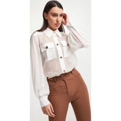Koszula ELISABETTA FRANCHI. Białe koszule Elisabetta Franchi, bez wzorów, klasyczne, bez kołnierzyka, bez ramiączek. Za 1,829.00 zł.