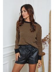 So Cachemire Sweter "Dweg" w kolorze czarno-jasnobrązowym rozmiar: S. Brązowe swetry So Cachemire, s, bez wzorów, z kaszmiru, bez ramiączek. Za 187.96 zł.