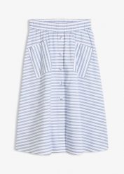 Spódnica z czystej bawełny. Niebieskie spódnice bonprix, bez wzorów, z bawełny, rozkloszowane. Za 59.99 zł.