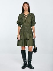 BIG STAR Sukienka w kolorze khaki rozmiar: L. Brązowe sukienki BIG STAR, l, bez wzorów, retro, bez kołnierzyka, bez ramiączek, midi. Za 174.99 zł.