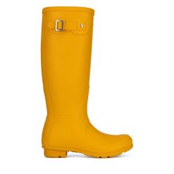 Kalosze Hunter. Żółte kalosze Hunter, bez wzorów, bez zapięcia. Za 429.99 zł.