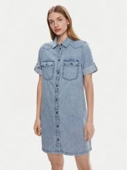 Noisy May Sukienka jeansowa New Signe 27030041 Niebieski Loose Fit. Niebieskie sukienki Noisy May, xs, bez wzorów, z bawełny, bez kołnierzyka, bez ramiączek. Za 109.99 zł.