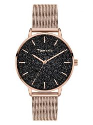 Tamaris Zegarek kwarcowy w kolorze różowozłoto-czarnym rozmiar: onesize. Czarne, analogowe zegarki Tamaris, ze stali. Za 173.99 zł.