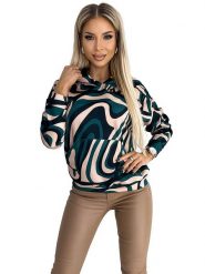 Numoco Bluza w kolorze beżowo-ciemnozielono-czarnym rozmiar: XL. Brązowe bluzy NUMOCO, xl, bez wzorów, bez ramiączek, z kapturem. Za 123.25 zł.