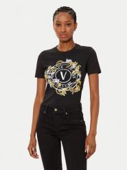 Versace Jeans Couture T-Shirt 78HAHC01 Czarny Regular Fit. Czarne t-shirty Versace Jeans Couture, xs, bez wzorów, z bawełny, bez kołnierzyka, bez ramiączek. Za 479.99 zł.
