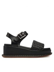 Clarks Sandały Kimmei Bay 26176403 Czarny. Czarne sandały Clarks, bez wzorów, ze skóry, bez obcasa, na koturnie, bez zapięcia. Za 369.99 zł.