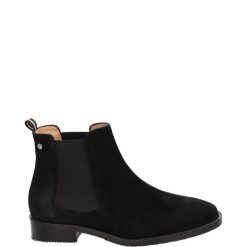 CZARNE SZTYBLETY 1626 CAMOSC NERO. Czarne botki Venezia, bez wzorów, ze skóry, bez obcasa, bez zapięcia. Za 279.00 zł.