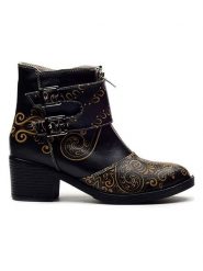 Goby Botki w kolorze czarnym ze wzorem rozmiar: 37. Czarne botki Goby, bez wzorów, z materiału, eleganckie, z okrągłym noskiem, bez obcasa, bez zapięcia. Za 304.99 zł.