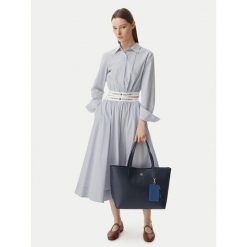Torebka Tommy Hilfiger. Niebieskie shopper bag Tommy Hilfiger, bez wzorów, bez dodatków. Za 649.99 zł.