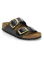 Birkenstock Klapki "Arizona Big Buckle" w kolorze czarnym rozmiar: 39. Czarne klapki Birkenstock, bez wzorów, klasyczne, z otwartym noskiem, bez obcasa, bez zapięcia. Za 424.95 zł.