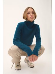 Just Cashmere Kaszmirowy golf "June" w kolorze granatowym rozmiar: M. Niebieskie swetry Just Cashmere, m, bez wzorów, z kaszmiru, bez ramiączek. Za 560.45 zł.