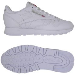 Buty sneakersy sportowe damskie Reebok Classic Leather. Białe buty sportowe lifestyle Reebok, bez wzorów, z materiału, bez zapięcia, trekkingowe, reebok classic. Za 314.30 zł.