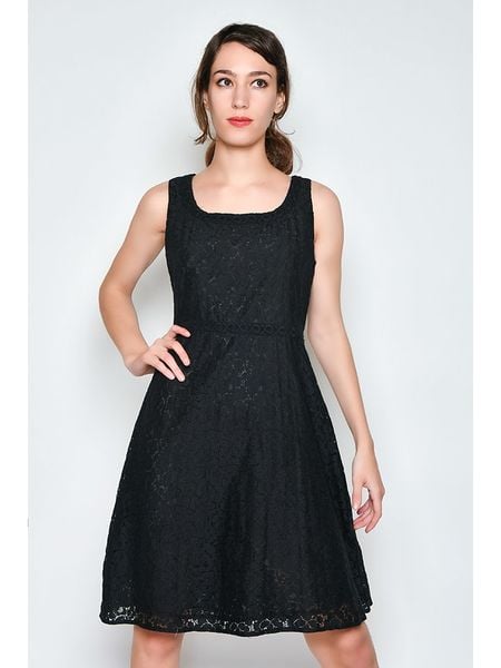 H.H.G. Sukienka w kolorze czarnym rozmiar: L. Czarne sukienki H.H.G., l, bez wzorów, z koronki, bez kołnierzyka, bez ramiączek, midi. Za 83.22 zł.